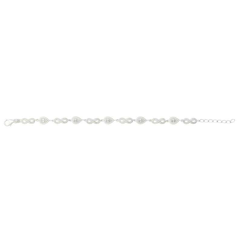 Cubic Zirconia Teardrop & Infinity Bracelet - Silver