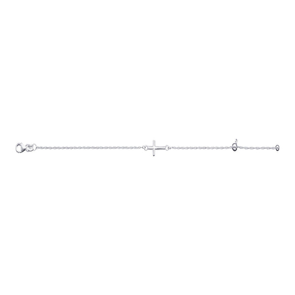 Rope Bracelet With Cross - Sterling Silver