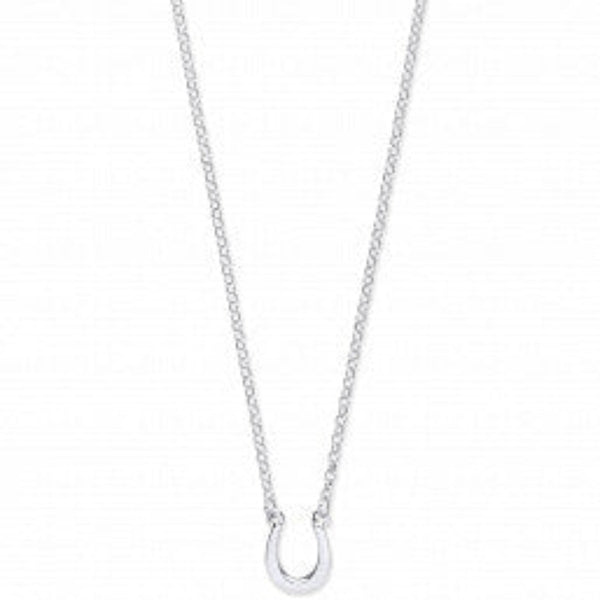 Lucky Horseshoe Necklace 16"+ 2" Extension - Silver