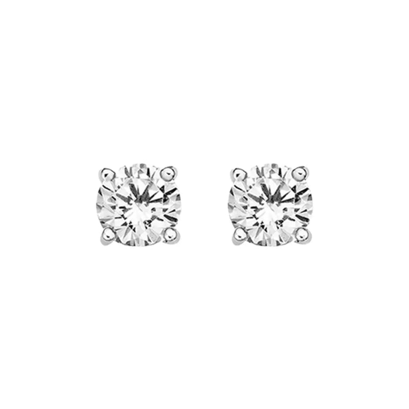 6mm Round Cubic Zirconia Stud Earrings - Sterling Silver