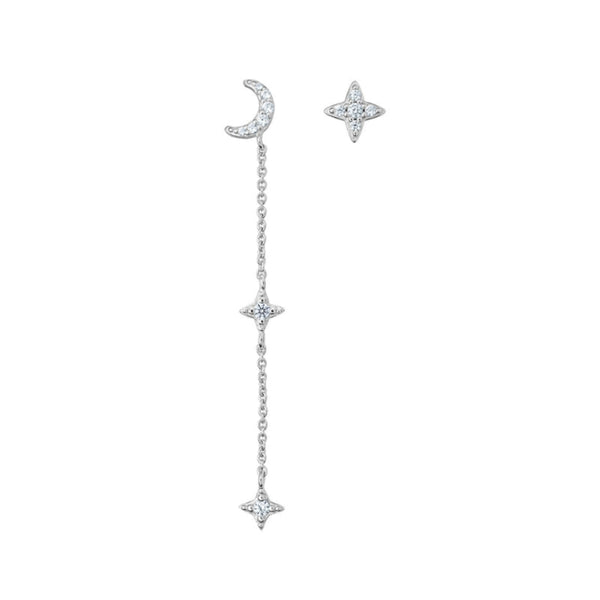 Cubic Zirconia Fancy Drop & Stud Earrings - Silver Rhodium Plated