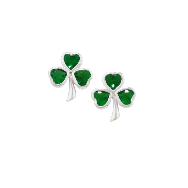 Three Stone Shamrock Earrings - Sterling Silver