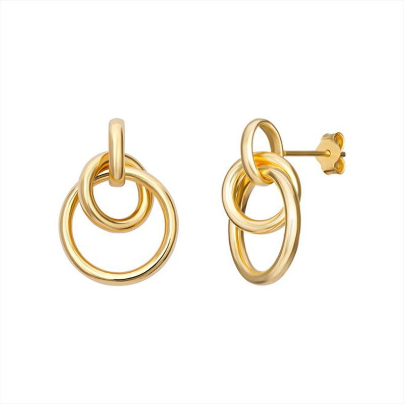 Drop Circle Earrings - Silver Gold Plated