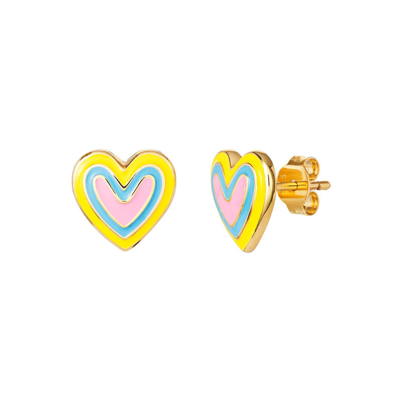 Coloured Heart Earrings - Sterling Silver