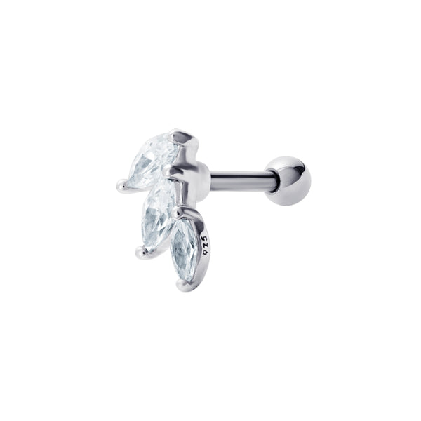 Cubic Zirconia Single Stud Earring - Silver Rhodium Plated