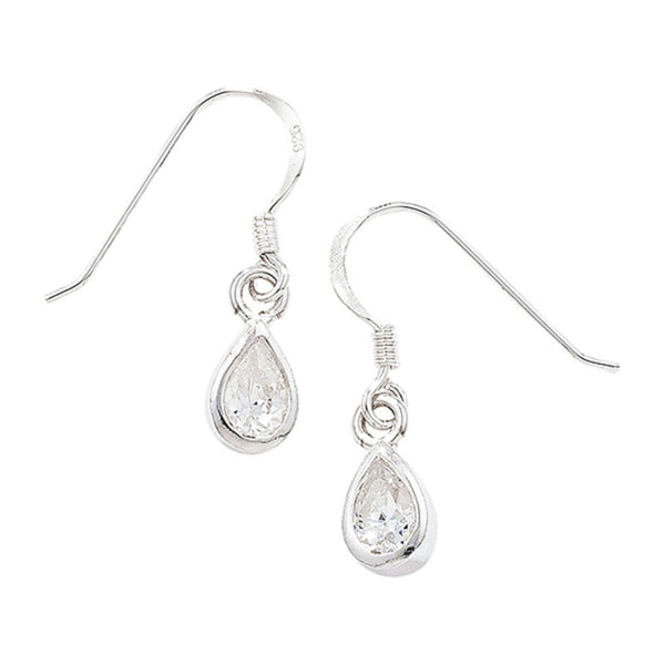 CZ Drop Earrings - Sterling Silver