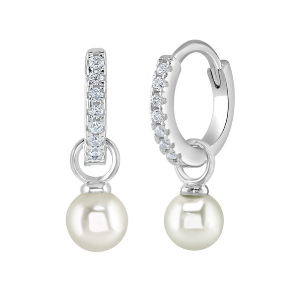 Sterling Silver Hoop earrings with Pearl Drop