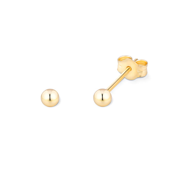 Round Ball Stud Earrings - Silver Gold Plated
