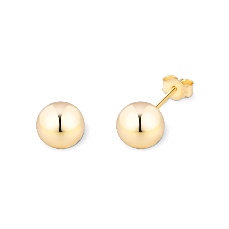 Round Ball Stud Earrings - Silver Gold Plated