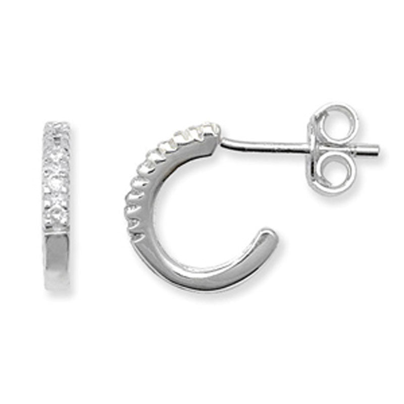 Cubic Zirconia Open Hoop Earrings - Sterling Silver