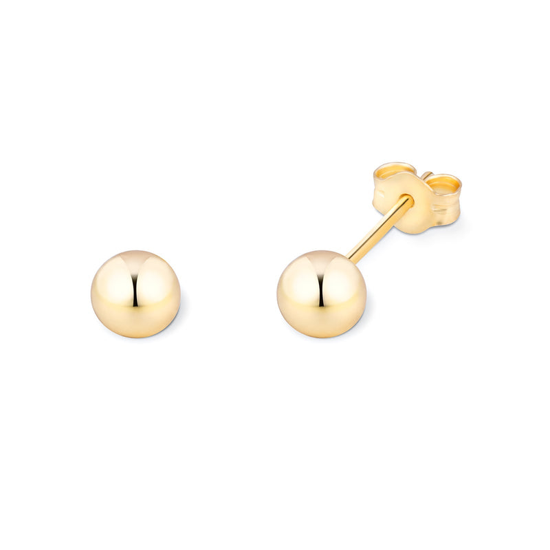 Round Ball Stud Earrings - Silver Gold Plated