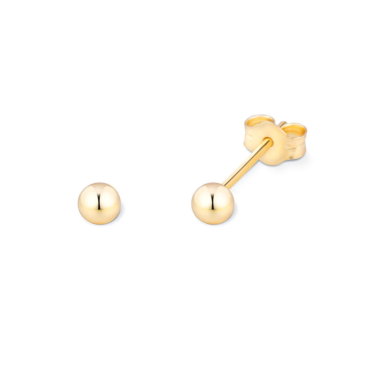 Round Ball Stud Earrings - Silver Gold Plated