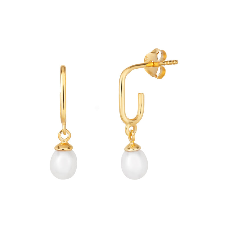 Pearl Drop Earrings - Silver Gold Plated