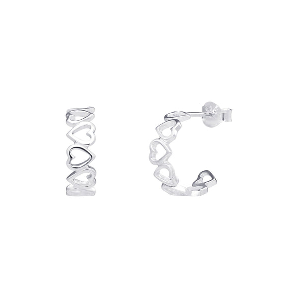 Heart Hoop Earrings - Sterling Silver