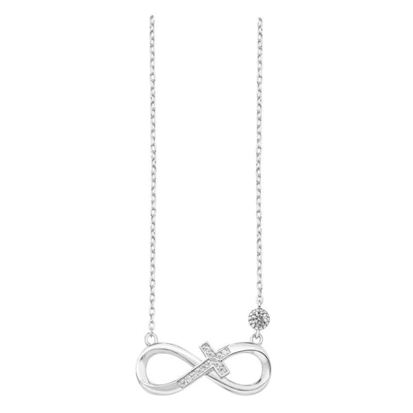 Infinity Necklace with Cross - Sterling Silver
