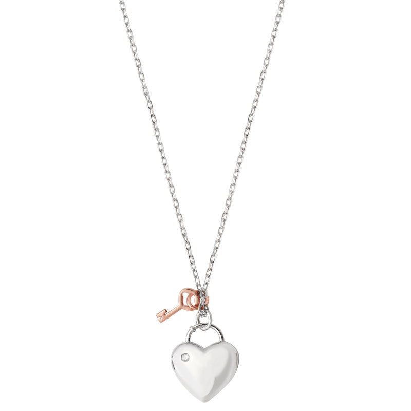 Heart necklace with key - sterling silver, valentines, gifts for her, key to my heart 