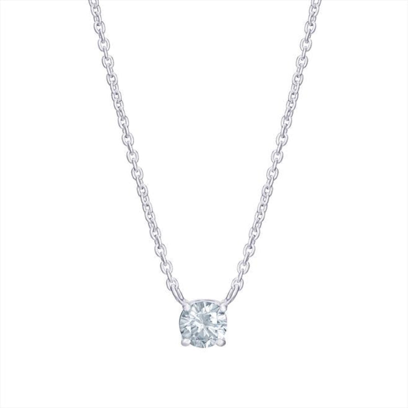 CZ Pendant on Chain - Sterling Silver