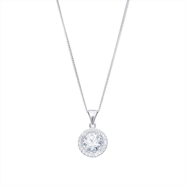 CZ Pendant Necklace - Sterling Silver