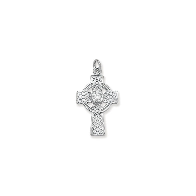 Cubic Zirconia Celtic Cross Pendant - Sterling Silver