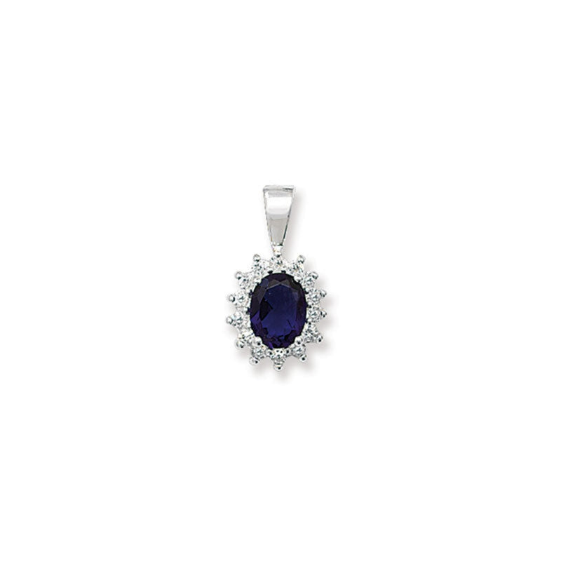 Sapphire CZ Pendant - Sterling Silver September birthday gift