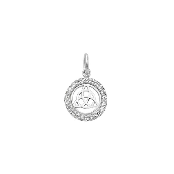 Celtic Style Pendant With CZ - Sterling Silver