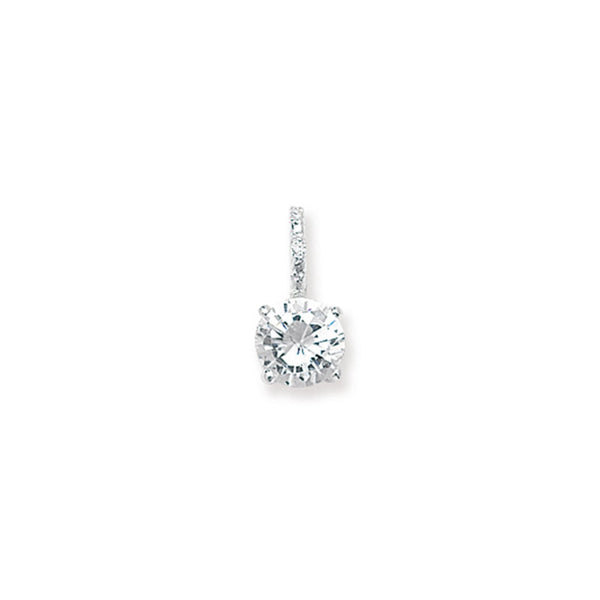 Silver Round CZ Pendant - Sterling Silver