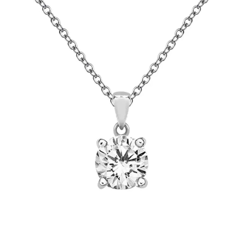 8mm Round Cubic Zirconia Pendant - Sterling Silver