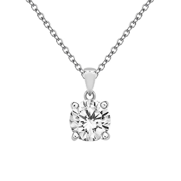 10mm Round Cubic Zirconia Pendant - Sterling Silver