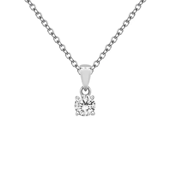 3mm Round Cubic Zirconia Pendant - Sterling Silver