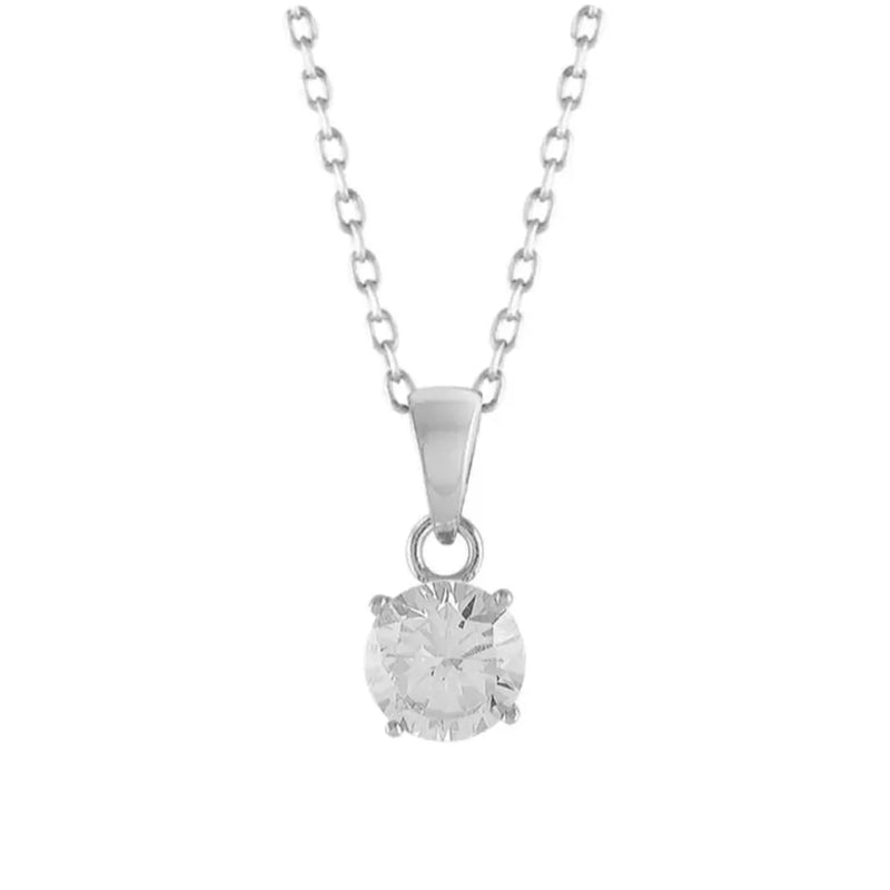 4mm Round Cubic Zirconia Pendant - Sterling Silver