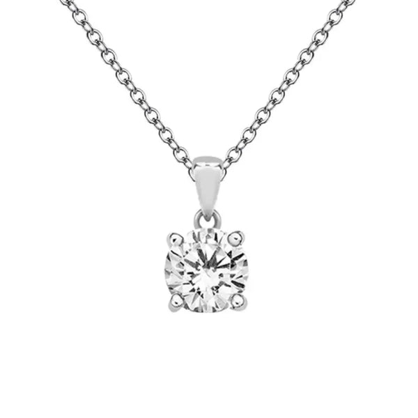 7mm Round Cubic Zirconia Pendant - Sterling Silver