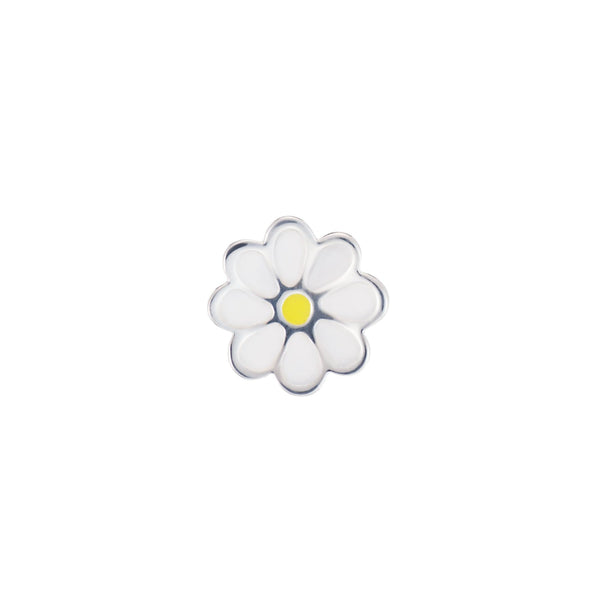 Kids Enamel White Flower Pendant - Sterling Silver