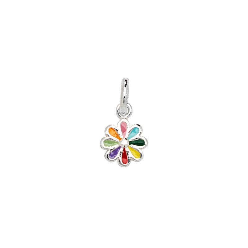 Multi Colour Flower Pendant - Sterling Silver
