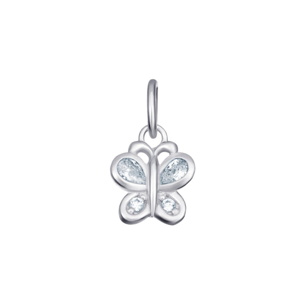Cubic Zirconia Butterfly Pendant - Sterling Silver Rhodium Plated