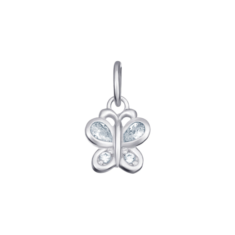 Cubic Zirconia Butterfly Pendant - Sterling Silver Rhodium Plated