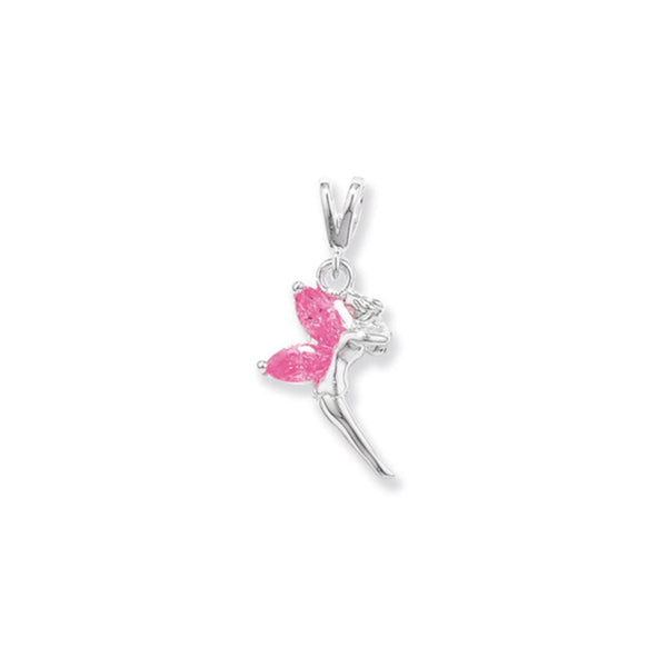 Pink Cubic Zirconia Fairy Pendant - Sterling Silver
