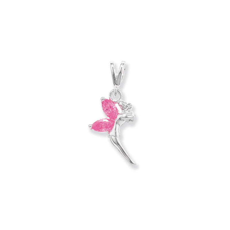 Pink Cubic Zirconia Fairy Pendant - Sterling Silver