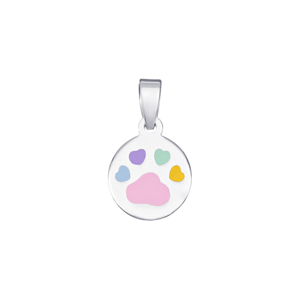 Coloured Footprint Pendant - Sterling Silver