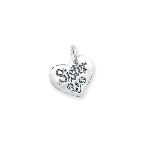 Silver Sister Heart Pendant - Sterling Silver