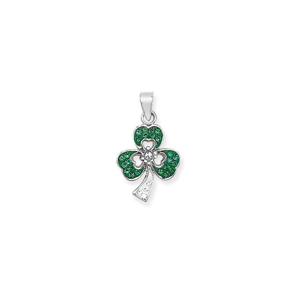 Green Cubic Zirconia Shamrock Pendant