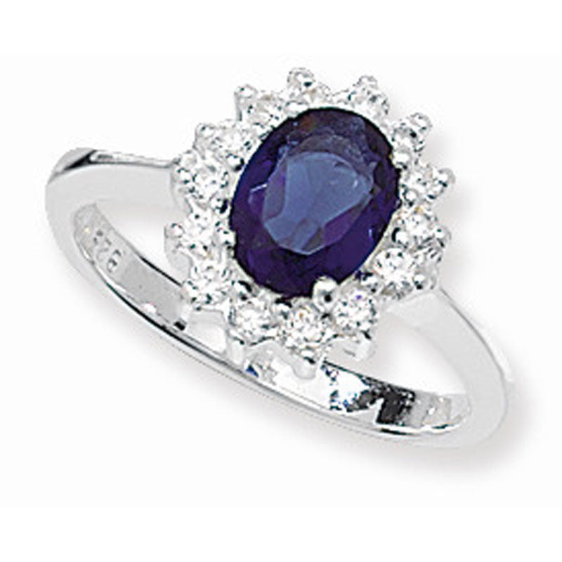 Sapphire Cubic Zirconia Ring - Sterling Silver