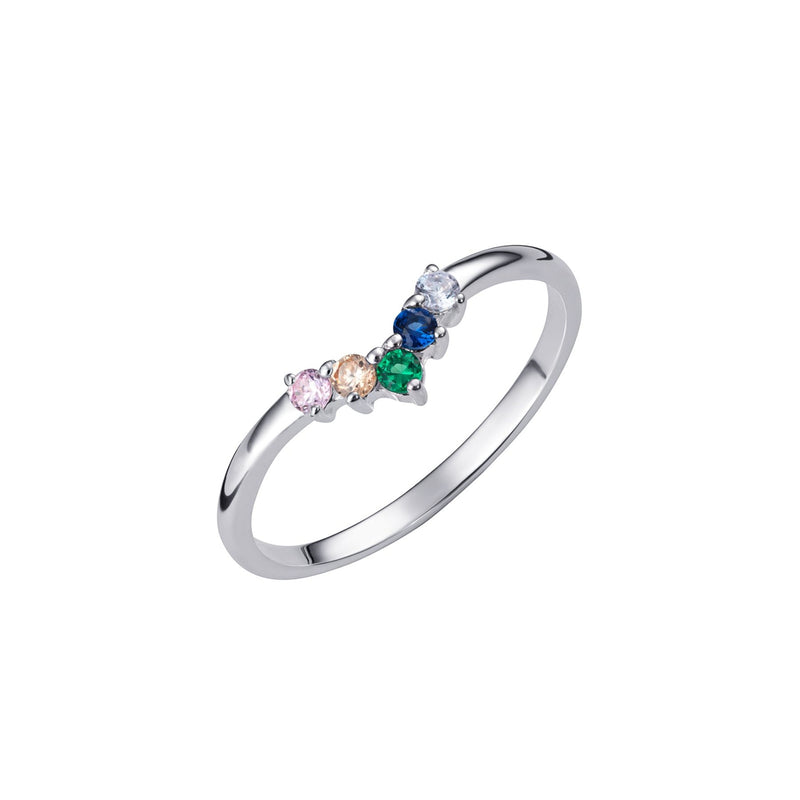 Cubic Zirconia Wishbone Ring - Sterling Silver