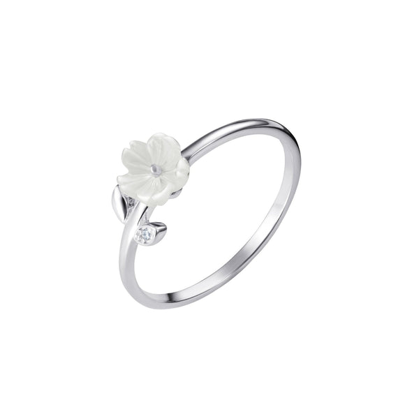 Cubic Zirconia Flower Ring - Sterling Silver