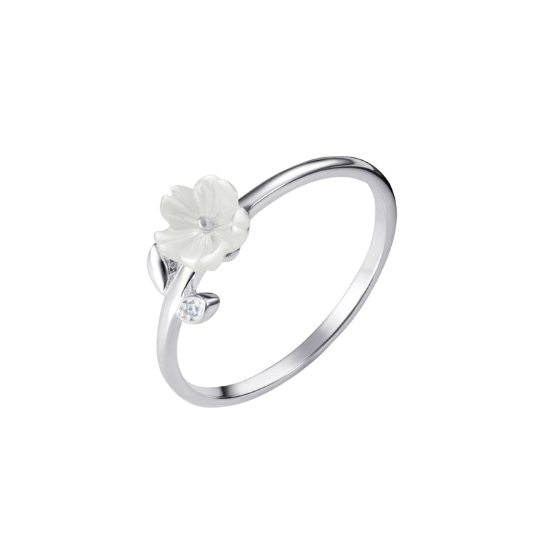 Cubic Zirconia Flower Ring - Sterling Silver