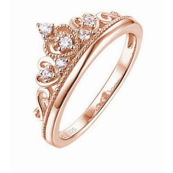 Tiara/Princess Ring - Silver Rose Gold Plated