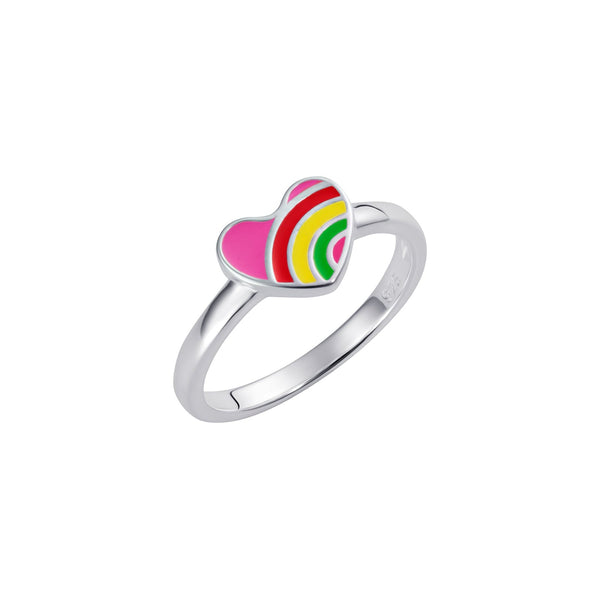 Coloured Heart Kids Ring - Sterling Silver