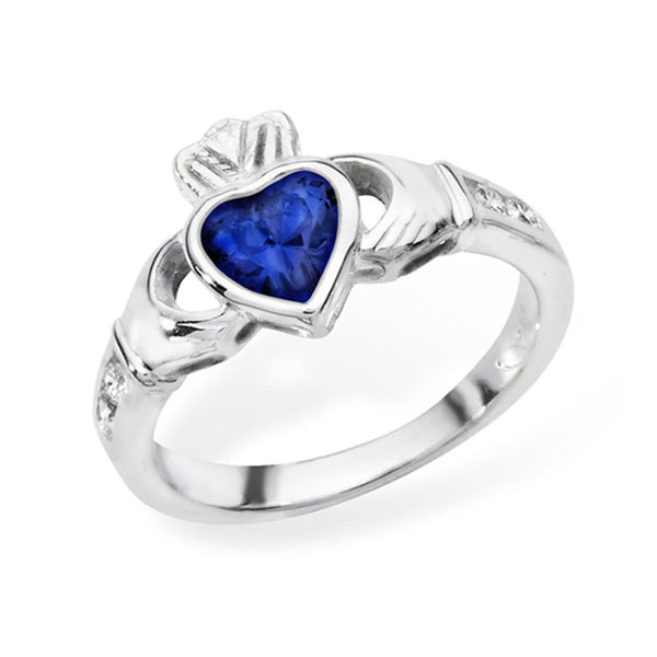 September birthstone claddagh ring silver, uk, belfast, newry, irish, irishgifts, ireland, love friendship & loyalty, giftsforher, communion, confirmation