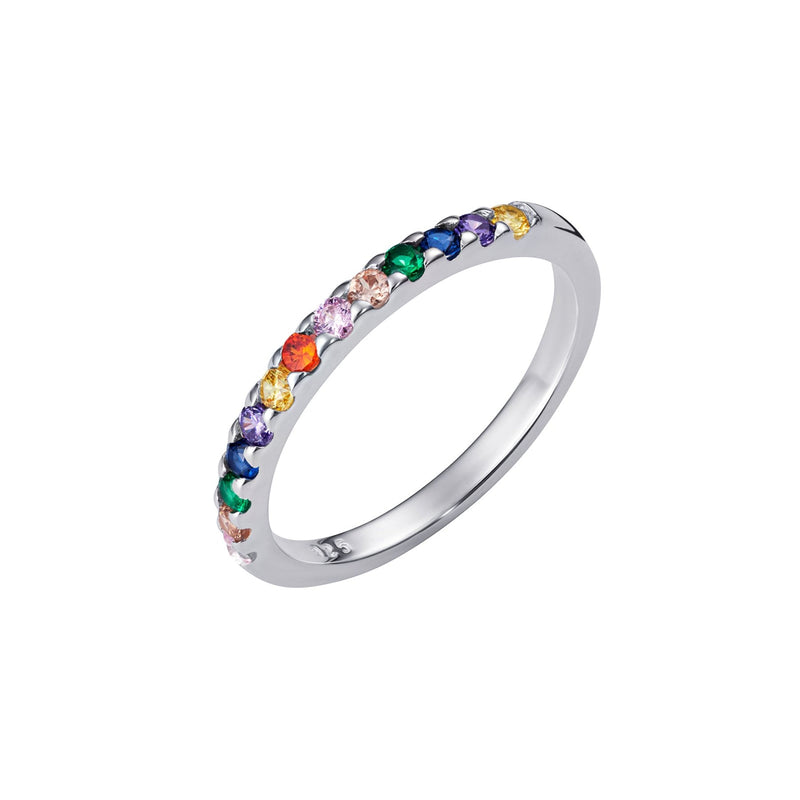 Coloured CZ Band Ring - Sterling Silver