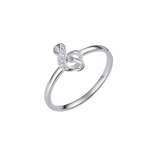 Cubic Zirconia Music Cleft Ring - Sterling Silver