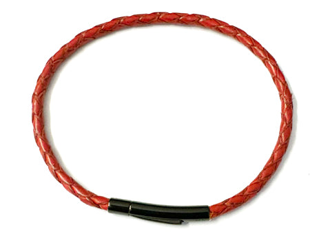 21cm Leather Bracelet - Sterling Silver